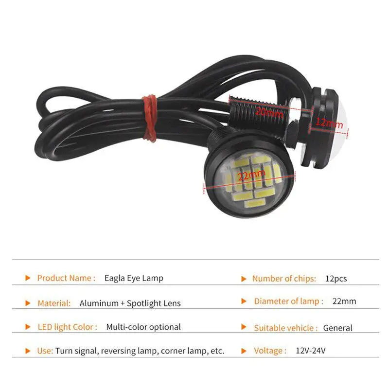 2 шт. 4014 12SMD 23 мм автомобиля орлиный глаз светодиодная система DRL Дневной ходовой