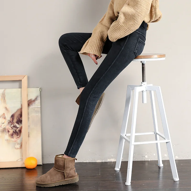 Winter Warm Leggings Women's Velvet Thick Slim Trousers Ladies Casual Solid Elastic Stretch Skinny Pencil Pant White Black | Женская