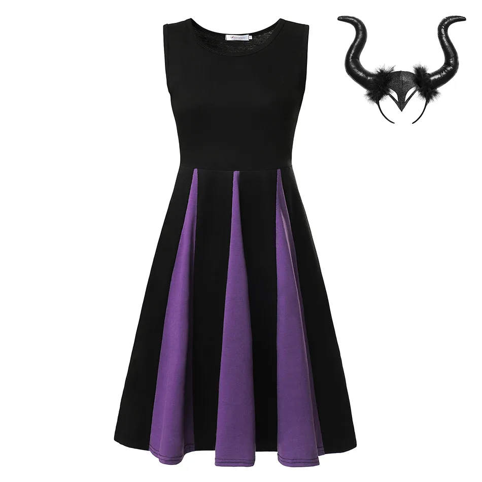 Maleficent S-M-L-XL-XXL платье принцессы взрослая Эльза Анна Белль мама Ариэль Рапунцель платья Минни Бо Peep Maleficent ролевые игры одежда для вечеринок - Цвет: Maleficent