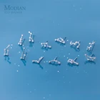 Modian Изысканные 12 созвездий милые женские хрустальные Leo Aquarius серьги гвоздики для женщин стерлингового серебра 925 ювелирные изделия