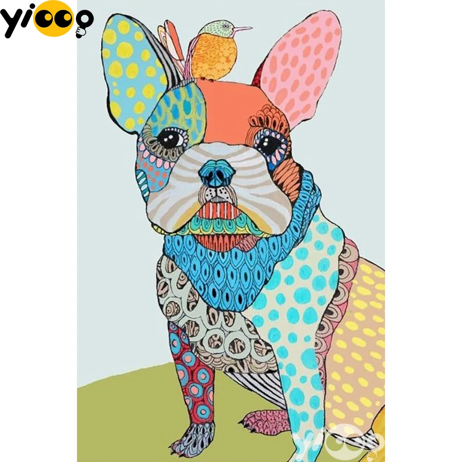

Full Square/Round Drill Diamond Painting Cross Stitch Embroidery Colored Bulldog Rhinestone Mosaic Home Decor Gift AX2546