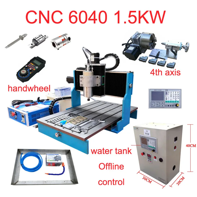 1500W cnc engraving machine 6040 wood router metal milling machine 3axis 4axis usb Mach3 software controller linear guideway