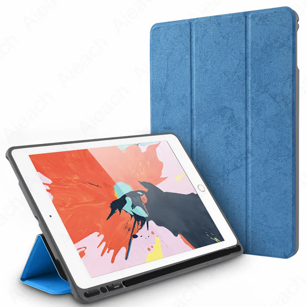 Для iPad 7th 10," Чехол с карандашом держатель ткань Текстура Кожа Мягкий силиконовый чехол для iPad 10,2 чехол Автоматический Режим сна/пробуждения