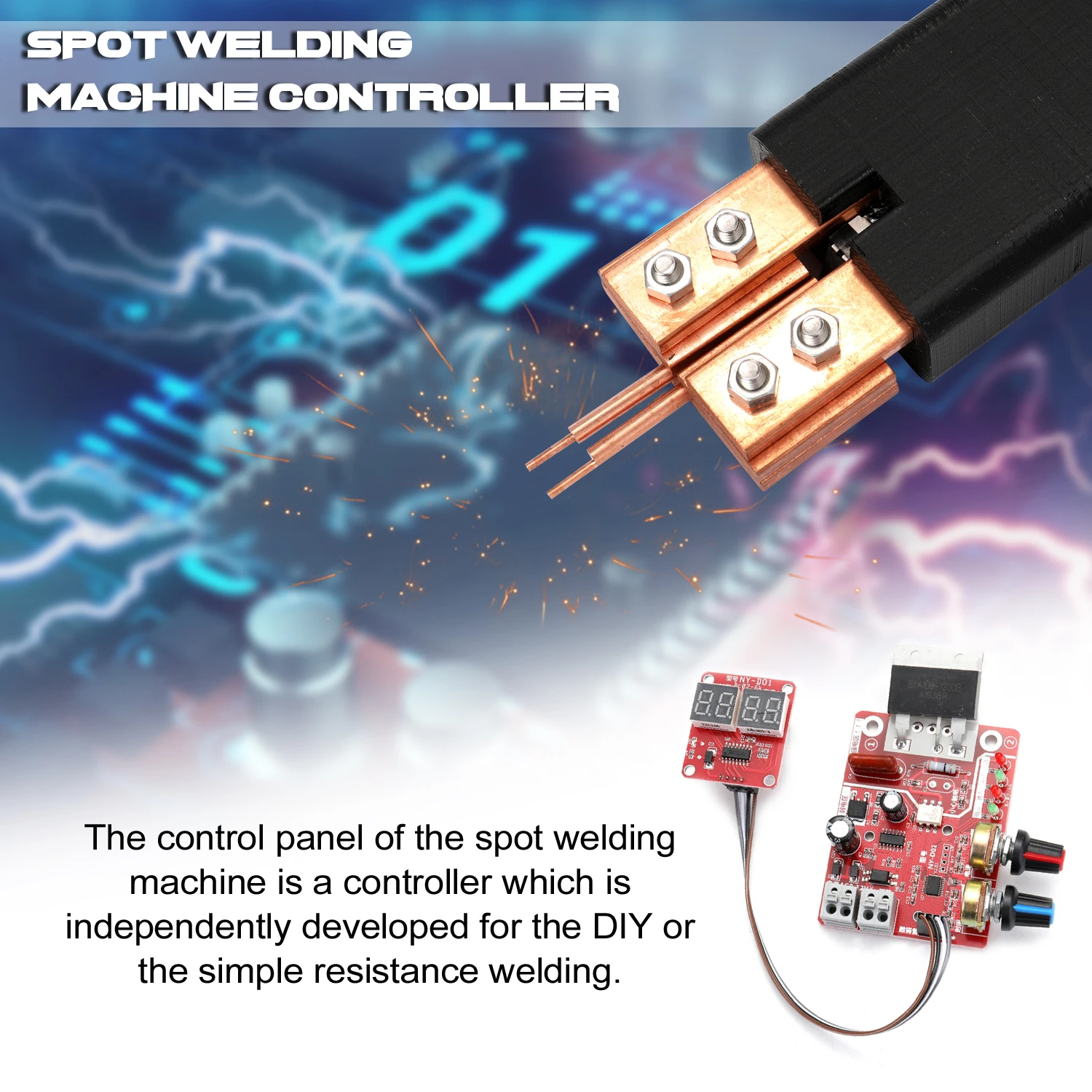 

NY-D01 Battery Spot Welding Machine Set Digital Display Control Board 100A with Spotwelding Pen 9V Transformer Metal Foot Pedal