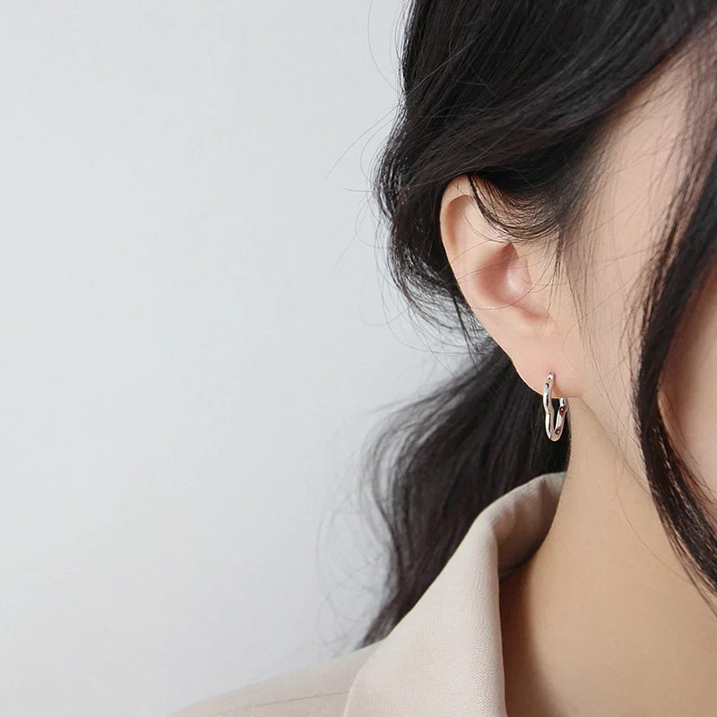 

PONYKISS Trendy 925 Sterling Silver Heart Hollow huggie Hoop Earrings for women Party Fine Jewelry Accessory wholesale Gift