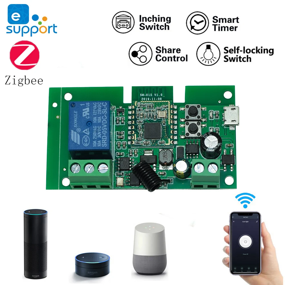 Умный переключатель Zigbee 5 В 12 постоянного тока беспроводной модуль Wi-Fi работает с