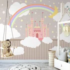 Настенные обои на заказ, 3D обои с ручной росписью, облака, Радужный замок, обои для детской спальни, декор для стен