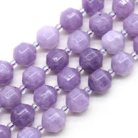 natural stone faceted lilac jades section loose crystal spacer beads for jewelry making diy handmade bracelet neckalce 15