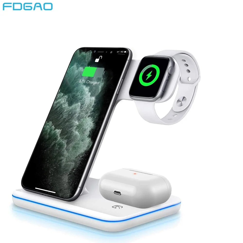 Беспроводное зарядное устройство FDGAO 3 в 1 15 Вт быстрая зарядка для iPhone 11 X XS XR 8 док