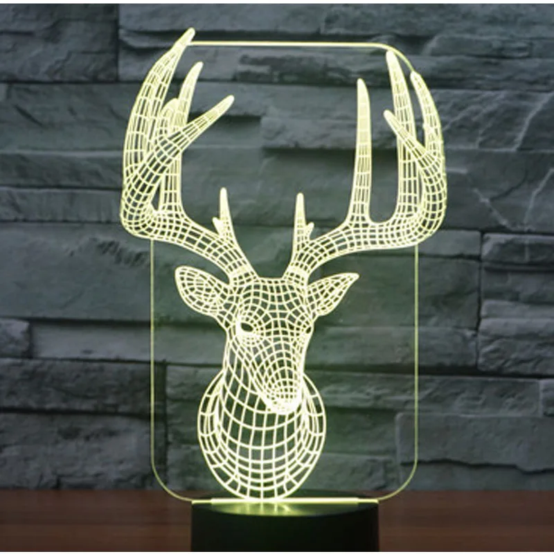 3D светодиодный ночной Светильник олень с 7 цветов светильник для украшения дома
