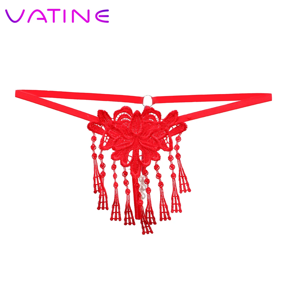 VATINE вырезами вагинальный стимулятор эротическая одежда кисточкой стринги с