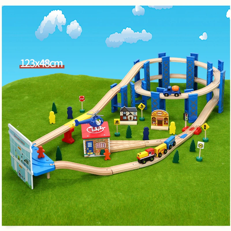 

Ring Track Transport Train Tarmac Set Children's Rail Car Toy Track Set Compatible with Wooden Train Tracks and Electric Trains