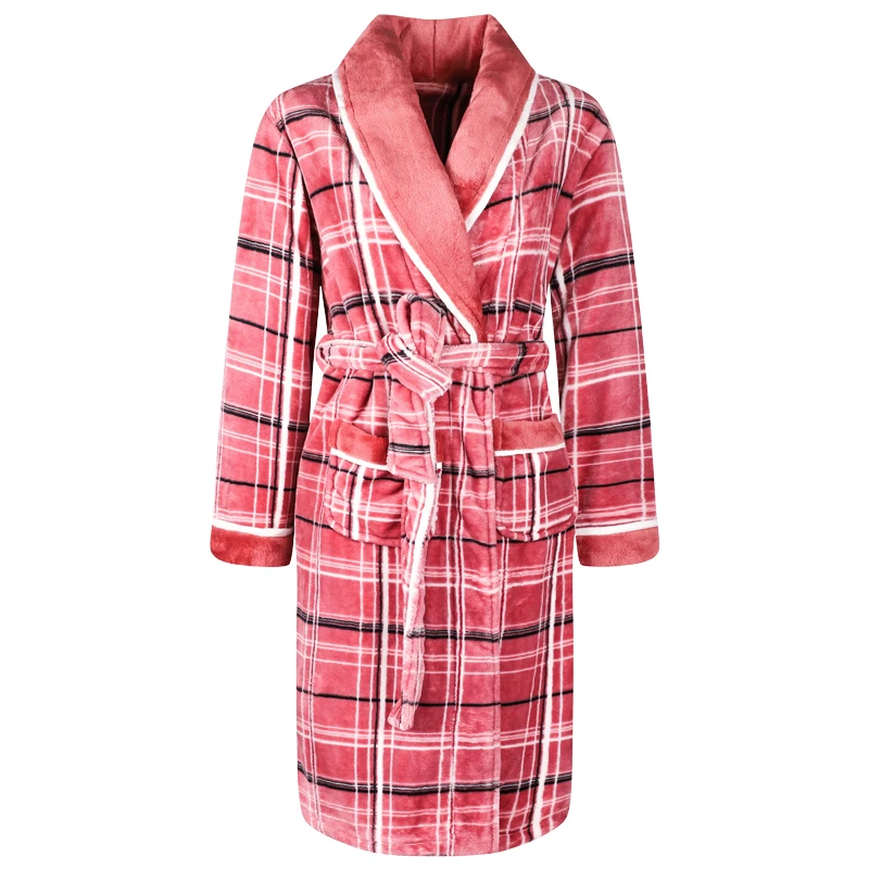 

BZEL Fashion Plaid Women's Robes New Winter Warm Pajama Thick Flannel Homewear Soft Breathable Bathrobe Comfortable Pijama M-3XL