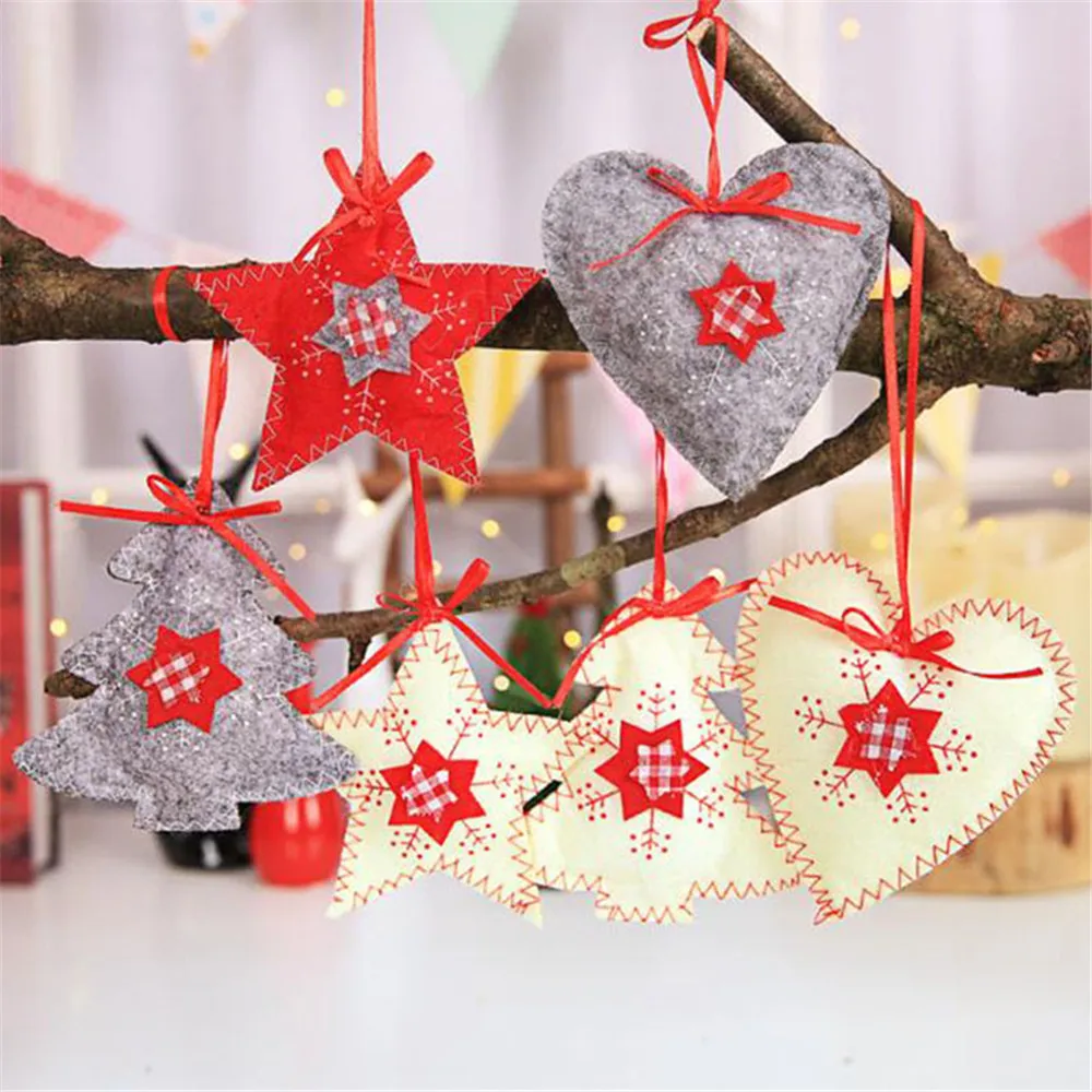 

Ellenmar 3pcs Lovely Christmas Tree Ornaments Set Star Heart Xmas Tree Pendants Christmas Tree Hanging Decoration New Year Decor
