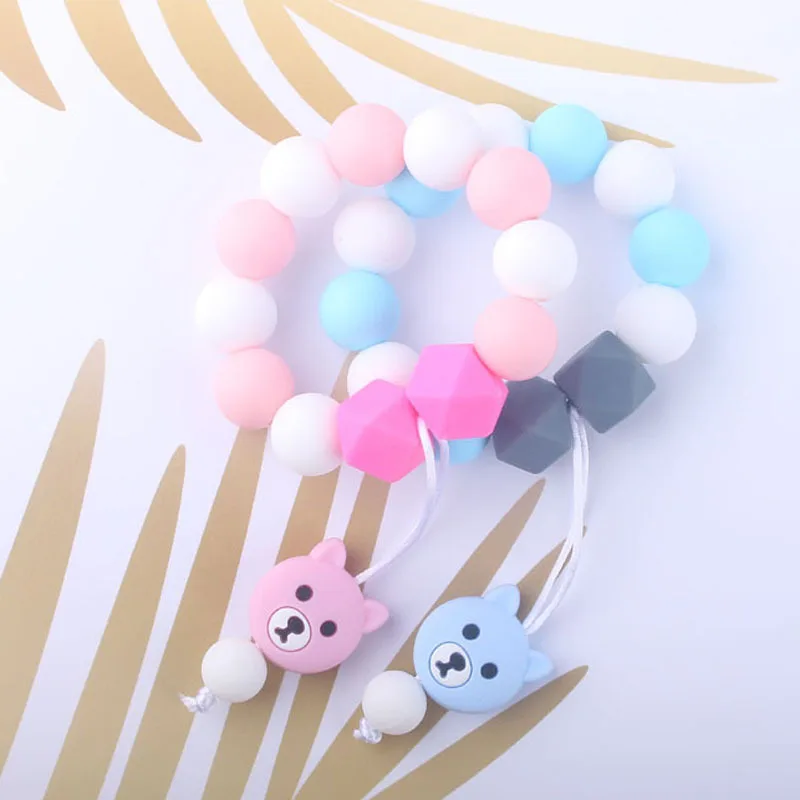 Пищевой силикон мини медведь Φ браслет играйте чтобы съесть кусание бусины