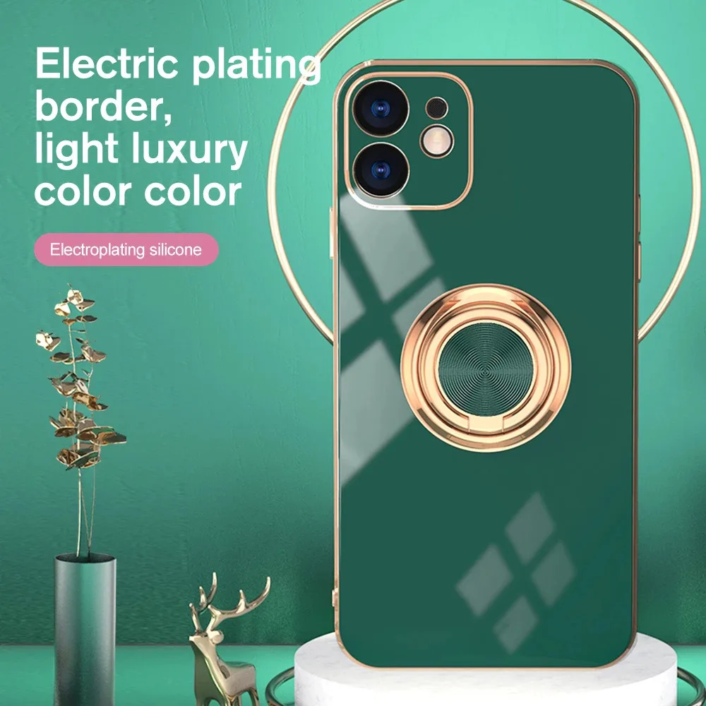 

Luxury Electroplating Phone Case For Iphone11 13 12 Pro MAX 11 Pro XS XR X SE 6 7 8 Plus 12Mini Phone Holder Ring Grip Case