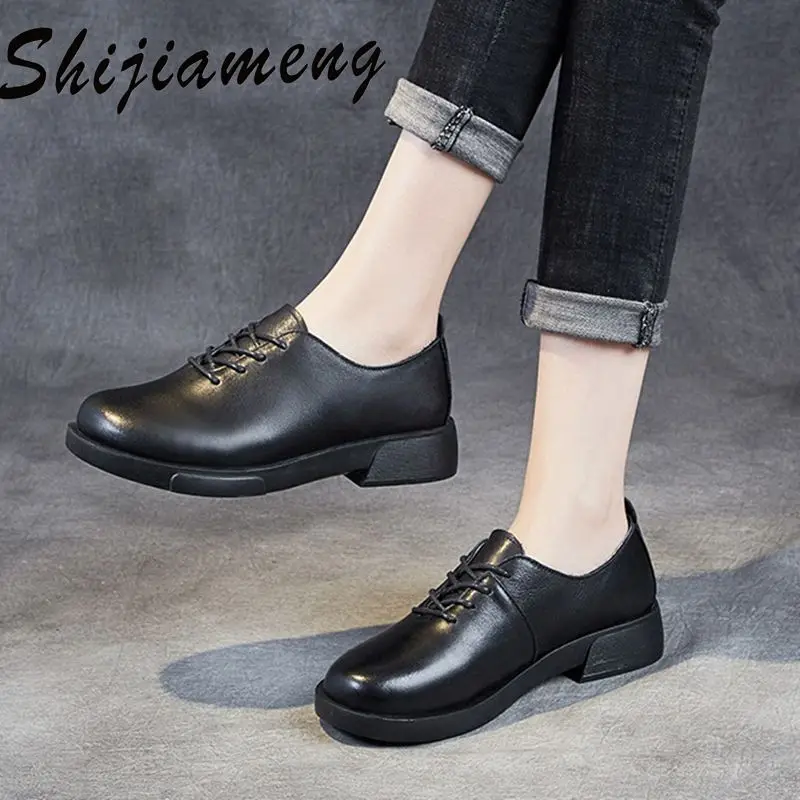 

Новинка Весна 2021, маленькие кожаные туфли, женская кожаная обувь в британском стиле, повседневные туфли, художественная Студенческая обувь ...