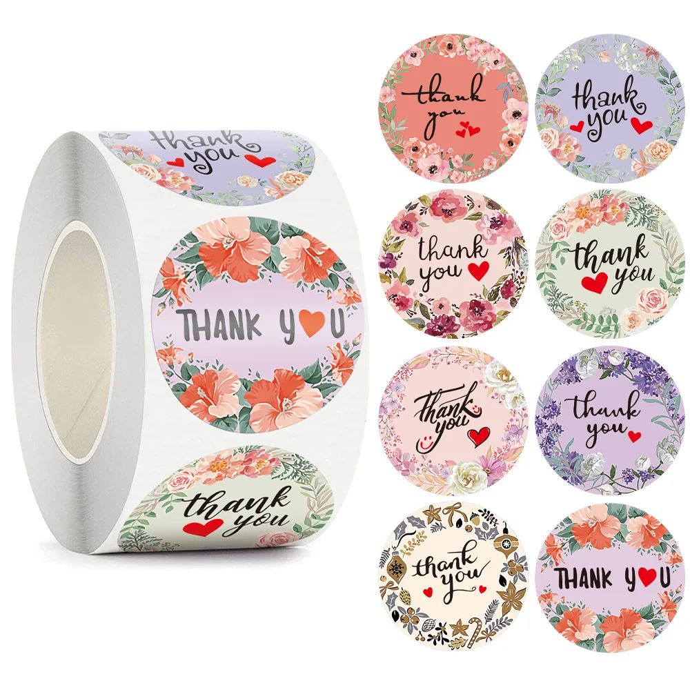 Фото - Round Flowers Thank You Stickers for Envelope Seal Labels Gift Packaging decor Birthday Party Scrapbooking Stationery Sticker 500pcs roll round thank you sticker red flowers for business packing envelope seal labels christmas decor stationery stickers