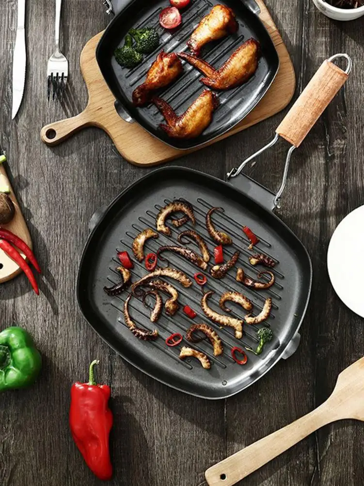 Сковорода из тонкого железа с антипригарным покрытием для стейка складной