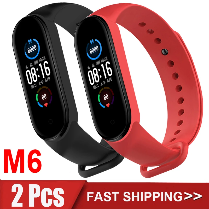 

2Pcs M6 Men Sport Watch Health Heart Rate Fitness Tracker Pedometer Women Wristband Bracelet for IOS Xiaomi Android