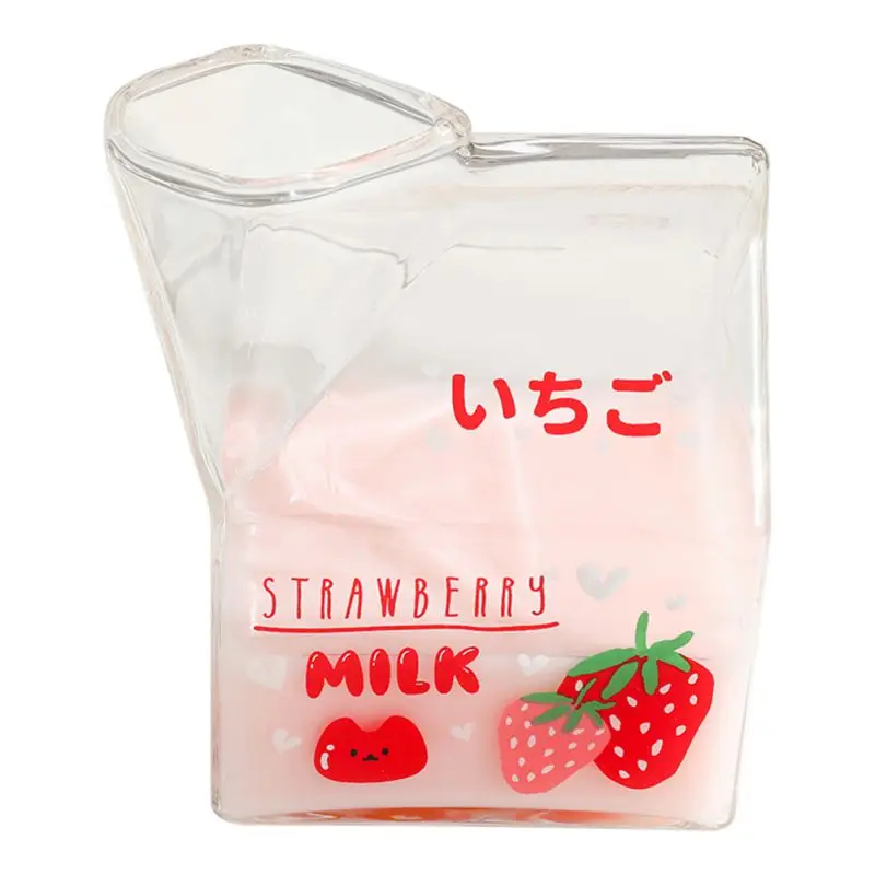 

YHA 380ml1pc Japanese Style Glass Milk Cup Tableware Square Bottom for Anti-slip Heat Resistant