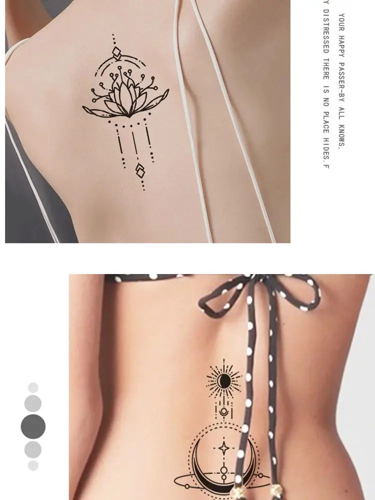 30Pcs Women's Temporary Tattoo Stickers Waterproof Lotus Moon False Tattoo Disposable Decorative Decals Human Body Art Men Women