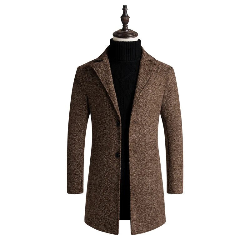 

Men Winter Trench Coats Long Jackets Men Casual Wool Blends Business Casual Trench Thicker Warm Slim Fit Long Coats Size 5XL