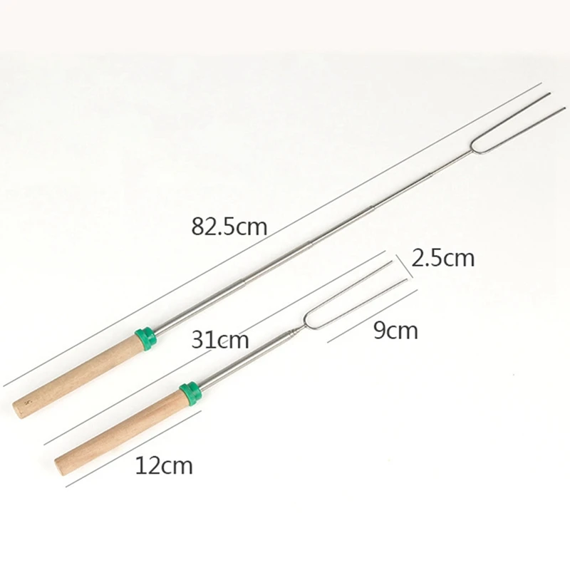 Палка для барбекю телескопическая деревянная из нержавеющей стали вилка обжарки