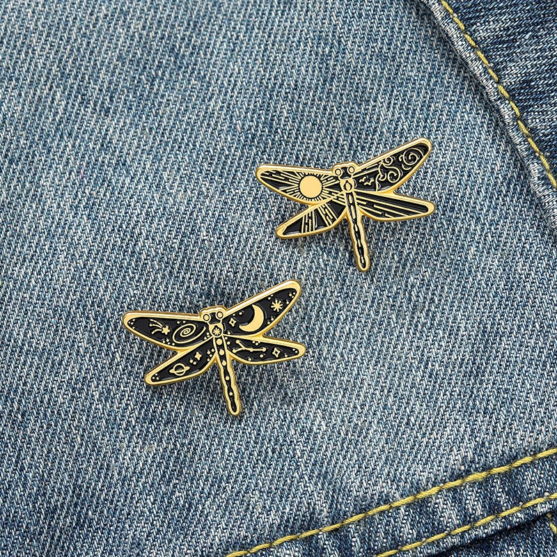 

Dragonfly Sun Moon Enamel Pin Insect Brooches Clothes Lapel Backpack Needle Badge Jewelry Gift's 2021 for Kids Friends Wholeslae