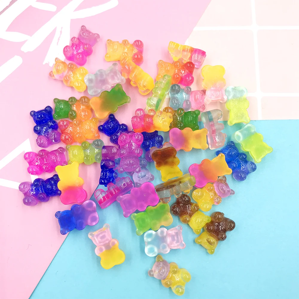 50 шт смешанный градиент Блестящий медведь Кабошон смолы Flatbacks Для Детские