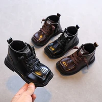toddlers boys girls boots autumn winter children tide boots leather rubber sole ankle boots for little kids square toes 21 30