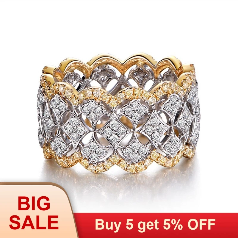 Роскошное мужское и женское большое кольцо 18KT из желтого золота винтажные