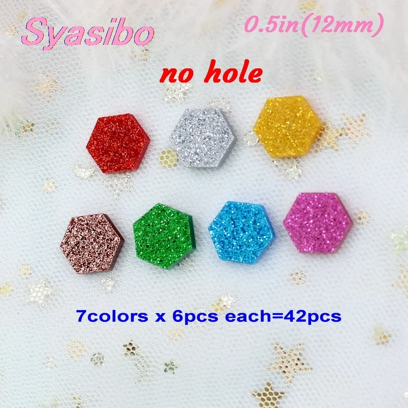 12mm(0.5 In)-42pcs 10 мм/12 мм/16 мм без отверстия Ассорти Позолоченные шестигранные серьги(без стержня сзади) шестигранные фитинги Лазерная Cut-AC1023 - Цвет: 12mm(0.5 In)-42pcs