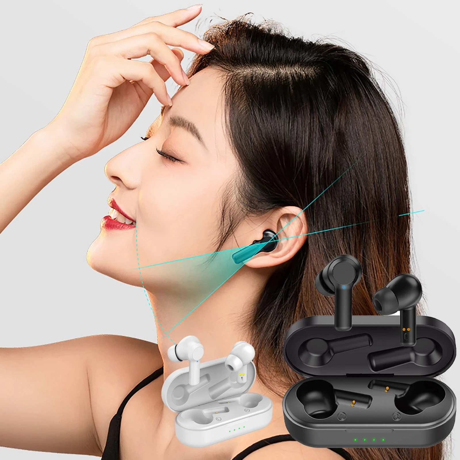 

W20 TWS Bluetooth Earphones Wireless Headphones IPX6 Waterproof Touch Control Sports Headest With Noise-cancelling Microphone