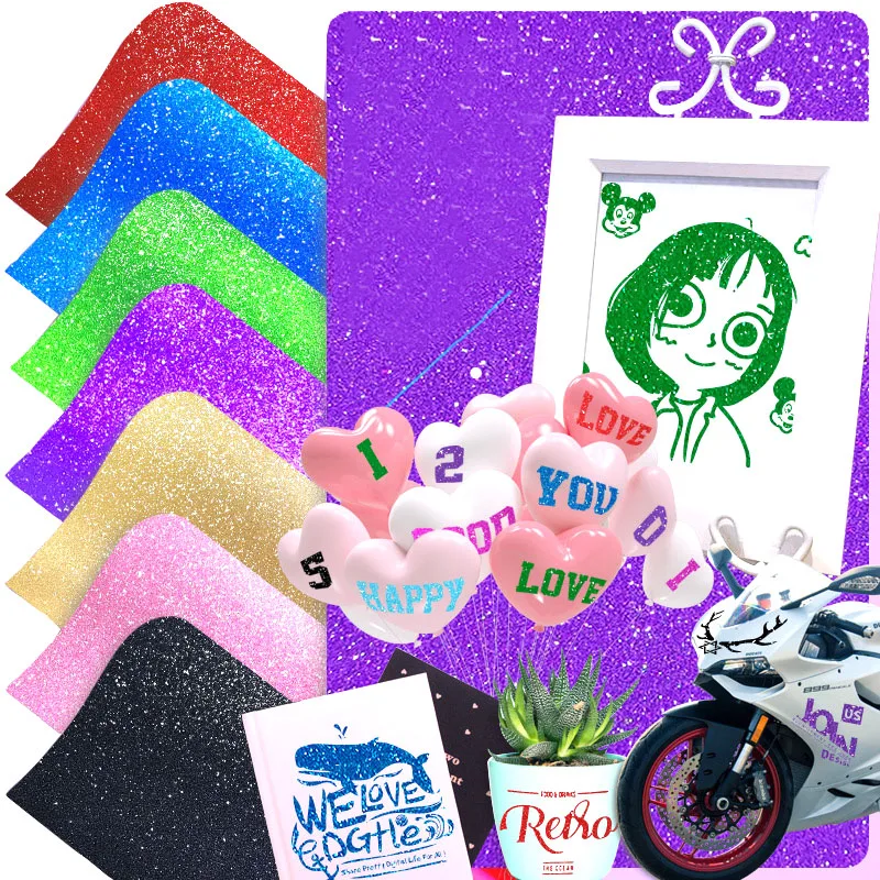 

Adhesive Craft Permanent Glitter Vinyl Roll Design Lettering Film Cup Glass Decal Sticker Xmas Card DIY Self-Adhesive Shine Film