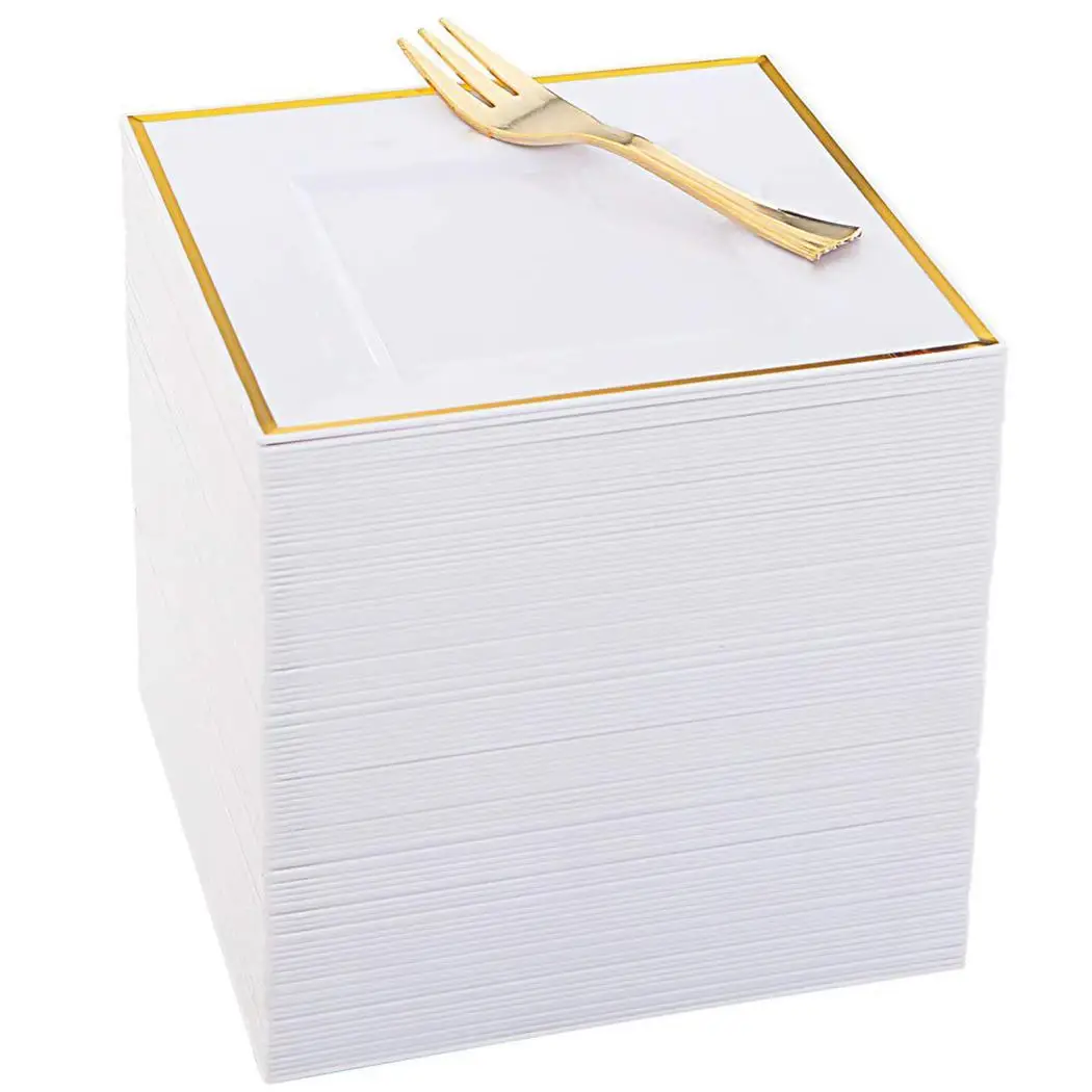 Прочная квадратная форма одноразовая пластиковая пластина 6 шт домашние