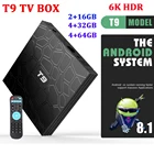 Новый T9 Android 9,0 ТВ коробка 4 Гб Оперативная память 64 Гб Встроенная память Смарт ТВ коробка RK3318 QuadCore USB 3,0 4K Декодер каналов кабельного телевидения двухъядерный процессор Wi-Fi Смарт-медиа-плеер