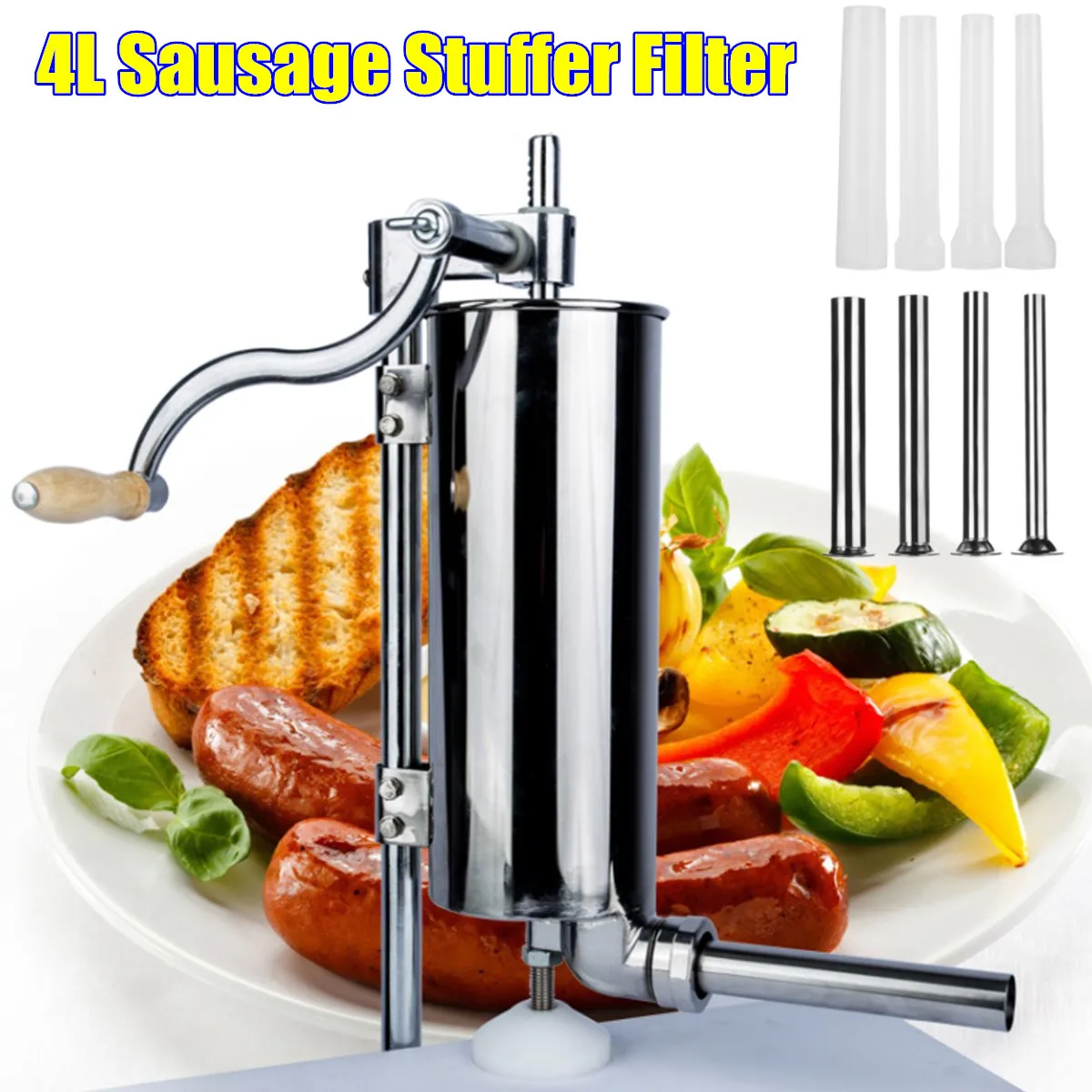 

Fast delivery-hand sausage maker 4L,manual sausage filler machine,sausage making machine,vertical s/s sausage stuffer