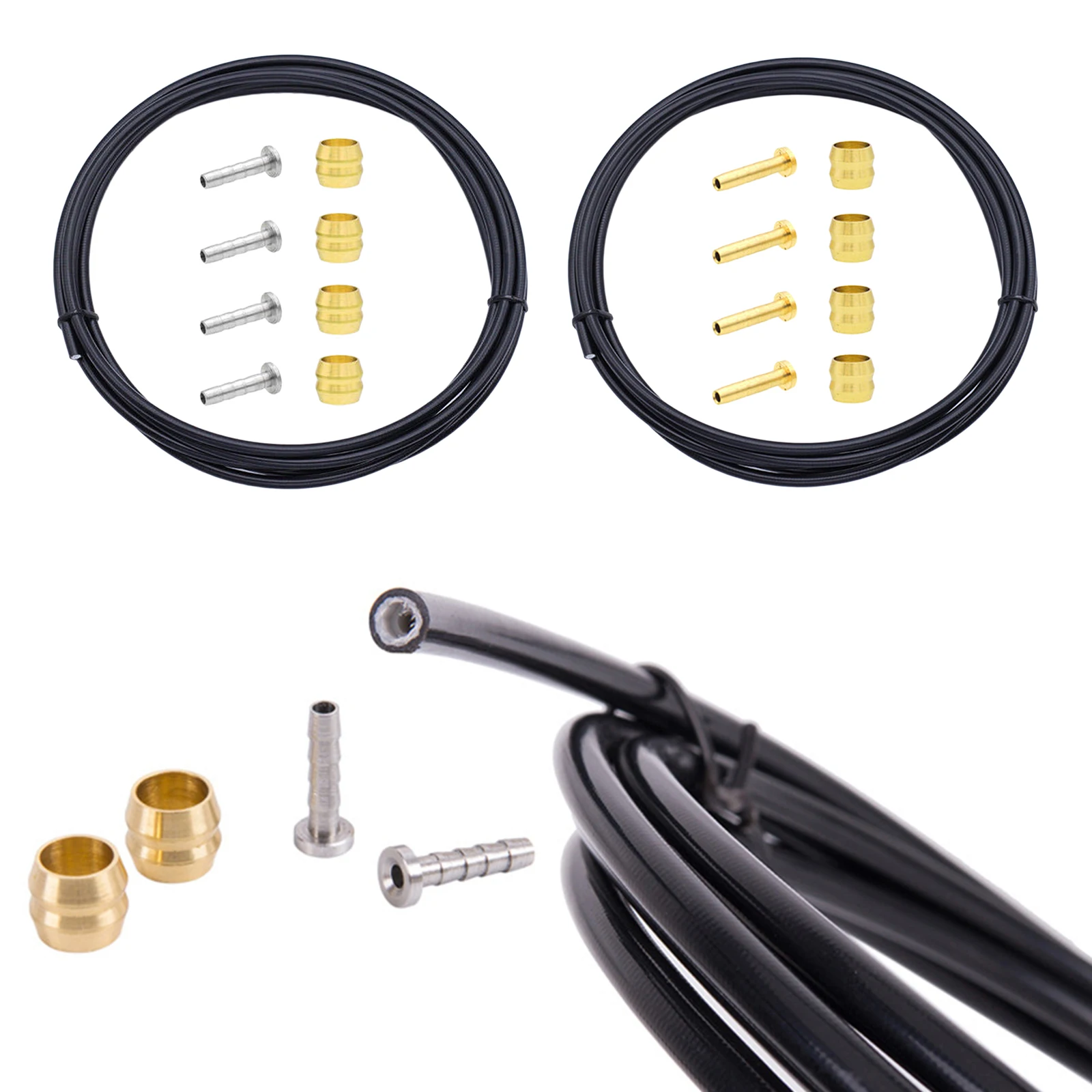 

2.5M Hydraulic Disc Brake Hose Kit Oil Tube Pipe Braking Hose w/ Brass Olives & Inserts for Shimano BH90 BH59 System