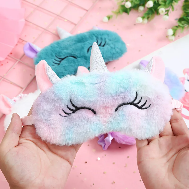 

3D Cartoon Dazzle Unicorn Eyeshade Relax Mask Kawaii Soft Toy Eye Mask Sleeping Mask Plush Eye Shade Cover For Travel Hot sale