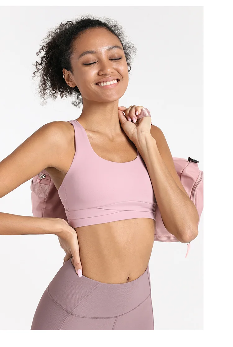 

Beautiful Back Shockproof Gathered Running Sports Bra Underwear Hollow Rear Button Adjustable Sports Bra
