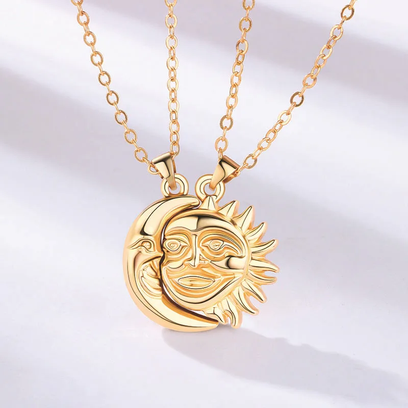 

Vintage Sun Moon Couple Necklace For Women 1Pair Magnetite Necklaces Stainless Steel Jewelry Valentine's Day Gift Collier Femme