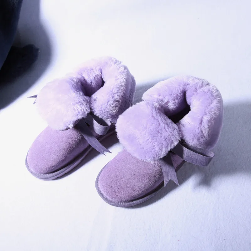 Теплые женские сапоги из натуральной кожи на толстом плюше зимние обувь до