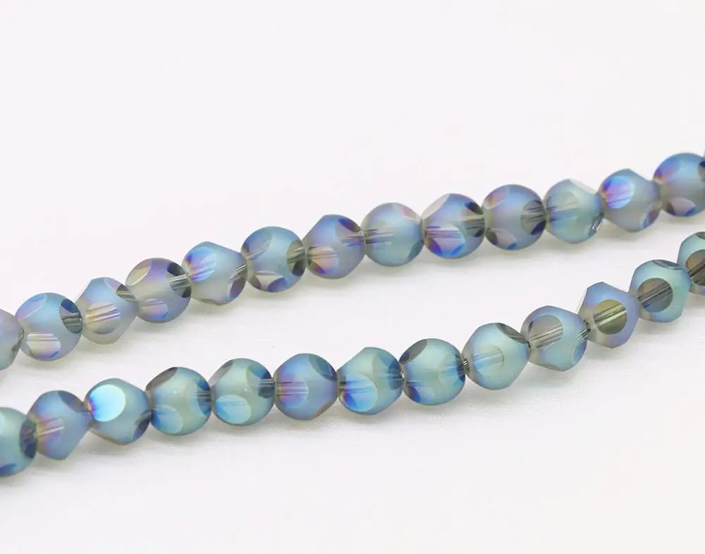 Круглые матовые шеститочечные хрустальные бусины с цветным покрытием 100 шт. 6 мм