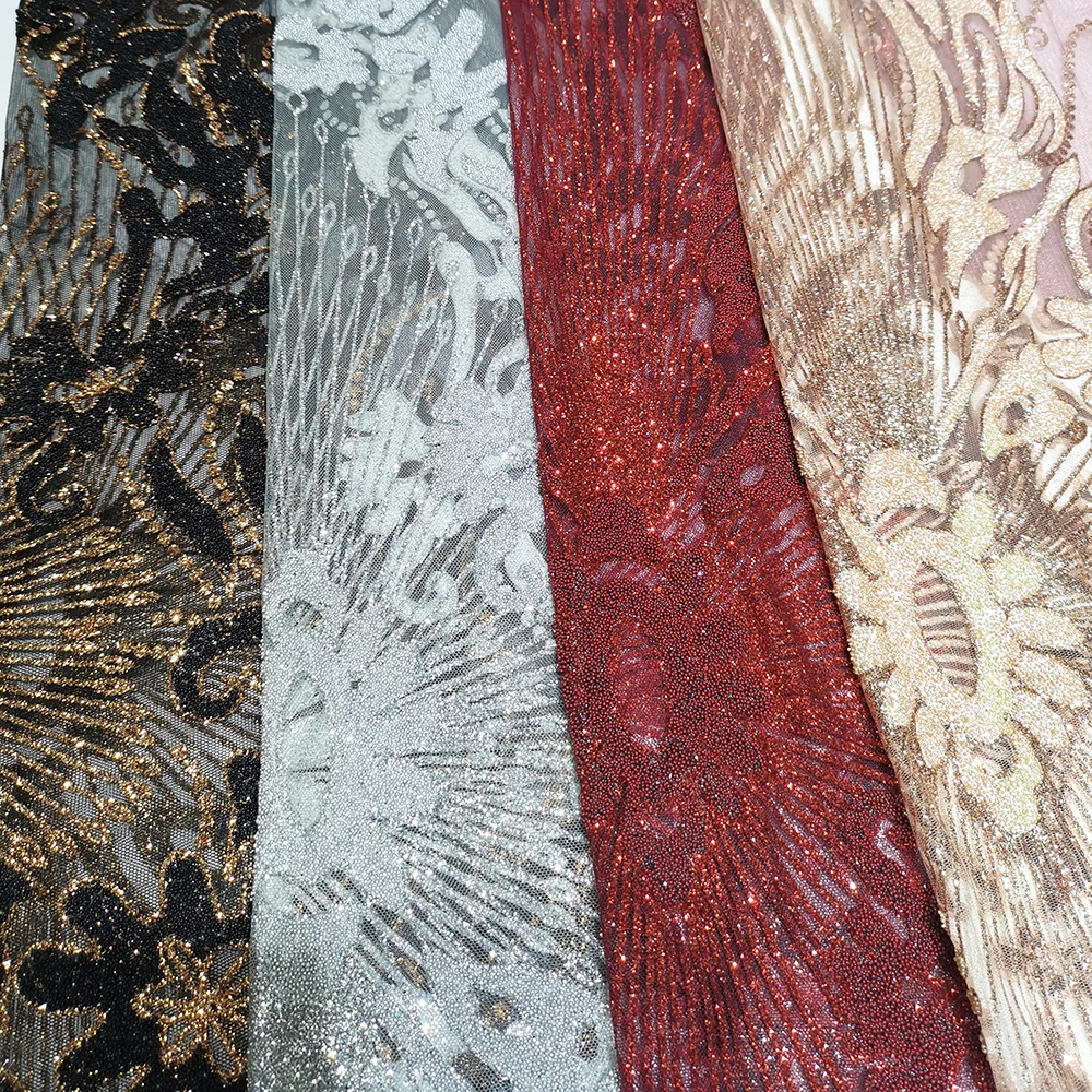 

Black/Silver/Red/Shrimp African Net Sequins Lace Beaded Fabric French Nigerian Wedding Party Dresses Material for Sewing Clothes