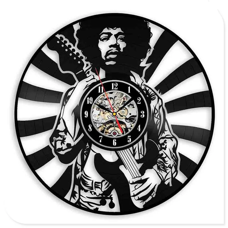 Jimi Hendrix 3D ручной работы художественное зеркало настенные часы виниловая запись наклейка для стены в виде часов домашний декор поддержка Прямая