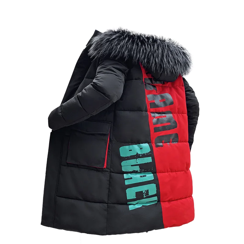 

Winter Fur Collar Parka coat new style large size mid-length hooded jacket Casual Warm Thick Parkas Printed Zipper Slim Outwear