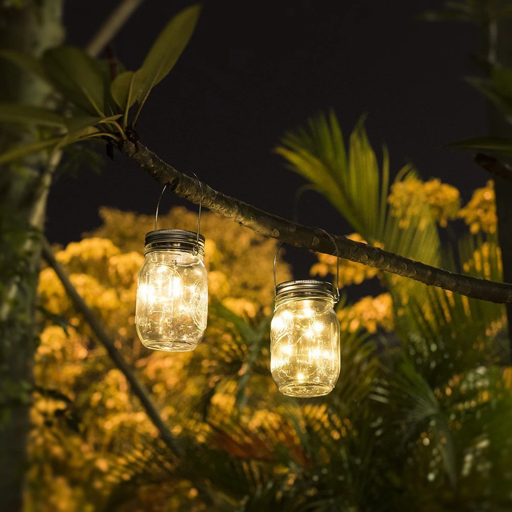 

LED Solar Powered Fairy Cap Light Mason Jar Lid Lamp Outdoor Garden Decor Warm Light Garden Landscaping Lighting Lamp