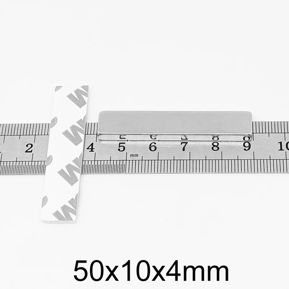 

2/5/10/15/20/30 шт. 50x10x4 мм квадратный поисковый магнит с лентой 3 м 50*10*4 блок сильный редкоземельный неодимовый магнит 50x10x4 N35