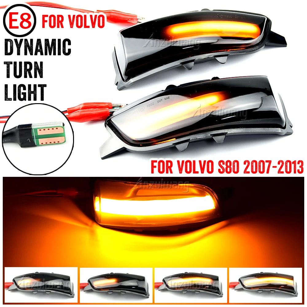 

2Pcs LED Dynamic Turn Signal Side Mirror Light Blinker Indicator Sequential Lamp For Volvo S80 2007-2013